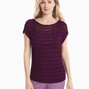 WHBM | Purple Wide Knit Short Sleeve Sweater Size Medium